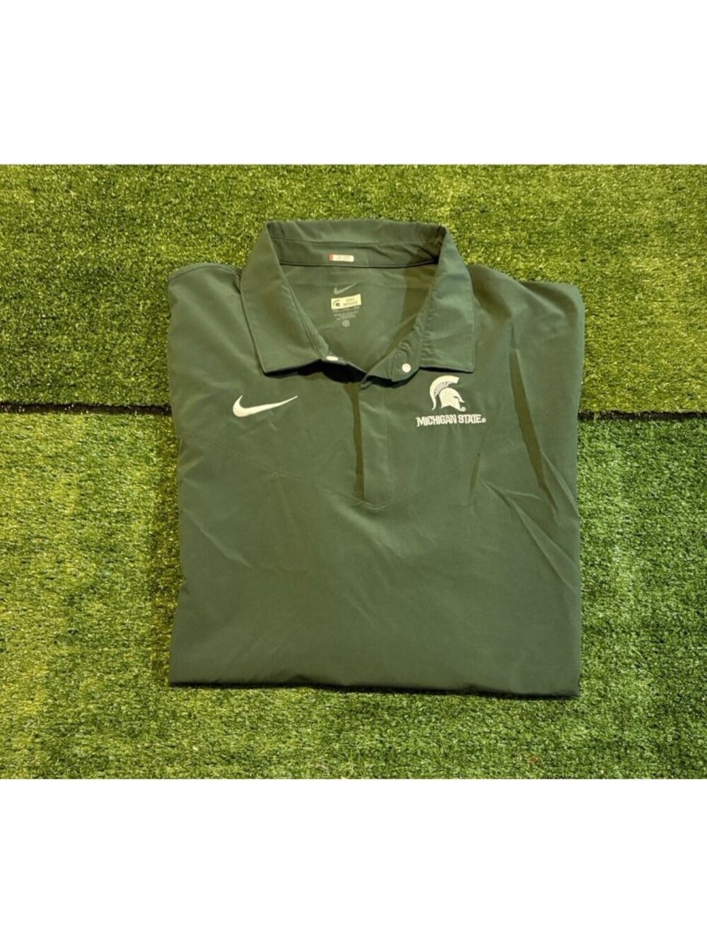 Michigan State spartans polo mens 3XL green nike player issue lighweight stretch